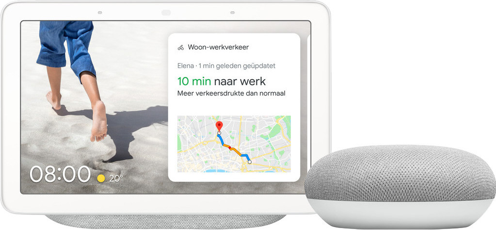 Google Nest Hub Chalk + Nest Mini Wit